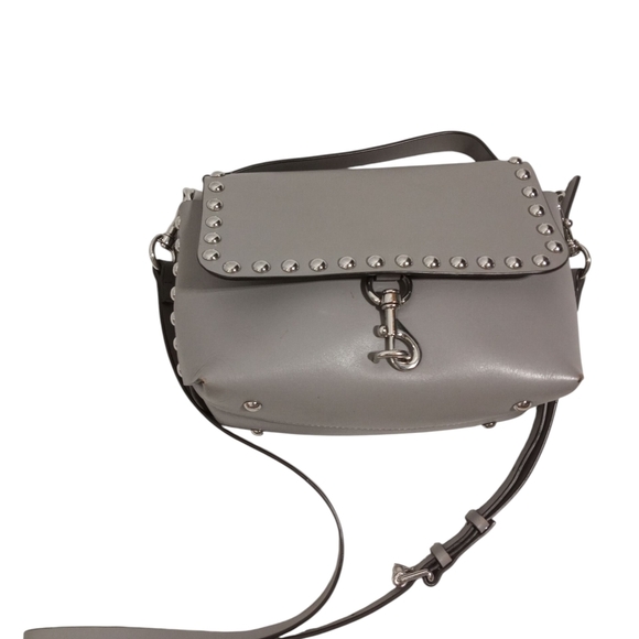 Rebecca Minkoff Gray Leather Studded Crossbody Bag with Adjustable Strap - Picture 3 of 9